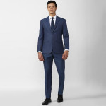 Men Piece Navy Blue Slim-Fit Single-Breasted Formal Suit