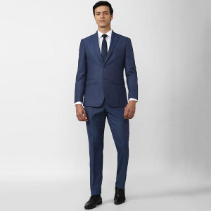 Men Piece Navy Blue Slim-Fit Single-Breasted Formal Suit