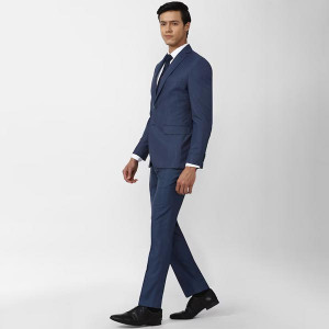 Men Piece Navy Blue Slim-Fit Single-Breasted Formal Suit